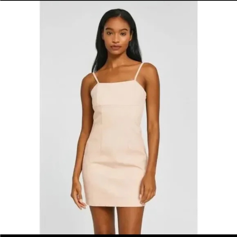 Anthropologie Avec Les Filles Ecru Denim Mini Dress Adjustable Straps Sz 10 NWT